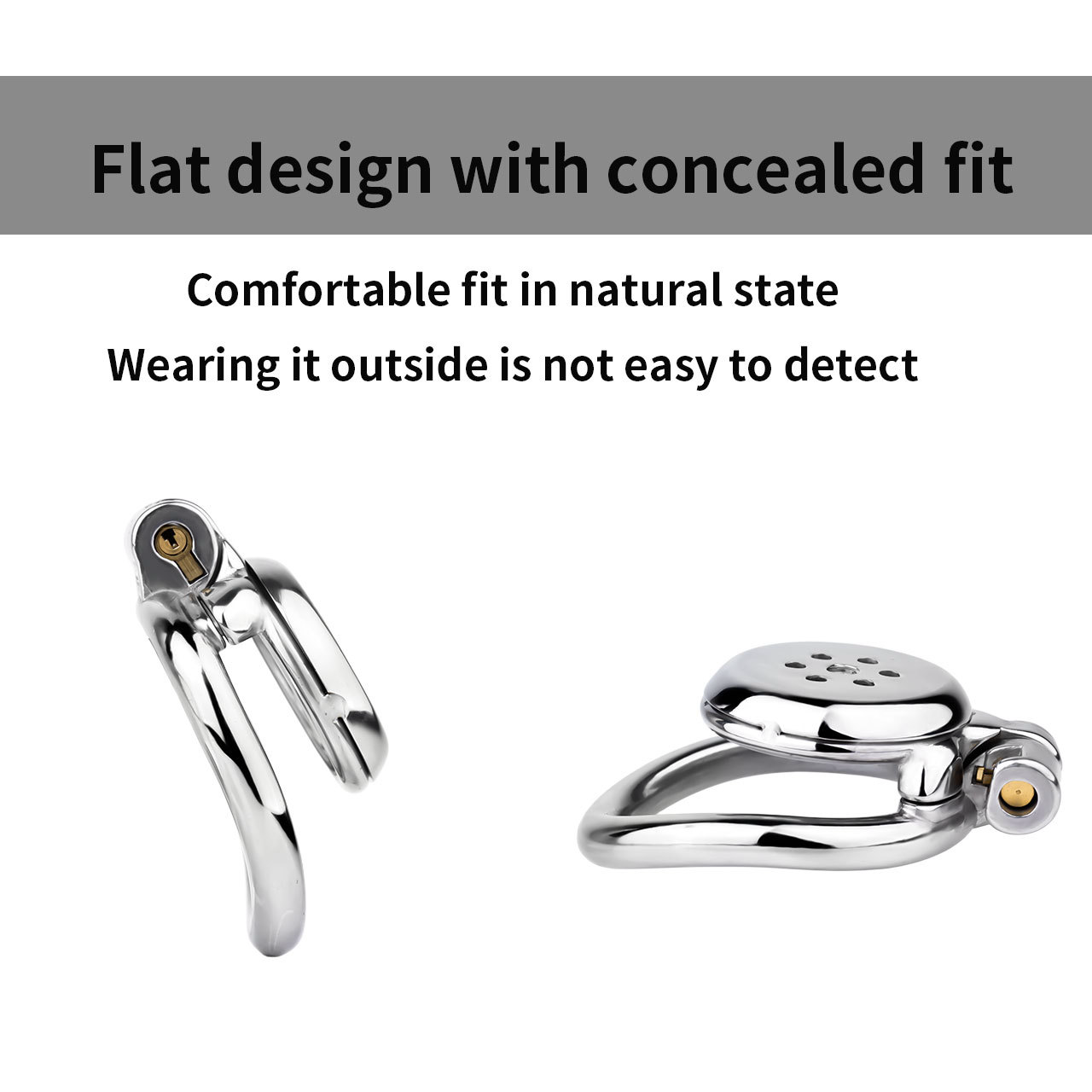 Smooth Edge Flat Chastity Cage with PU Belt