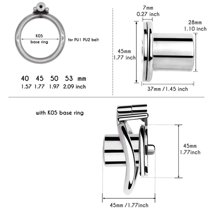 Small Chastity Cage with Inverted Cylinder & Silicone Catheter Tube
