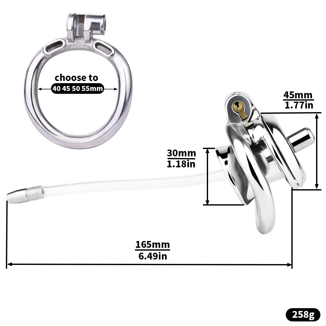 Inverted Male Chastity Cage with Flexible Catheter Tube