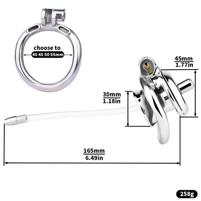 Inverted Male Chastity Cage with Flexible Catheter Tube