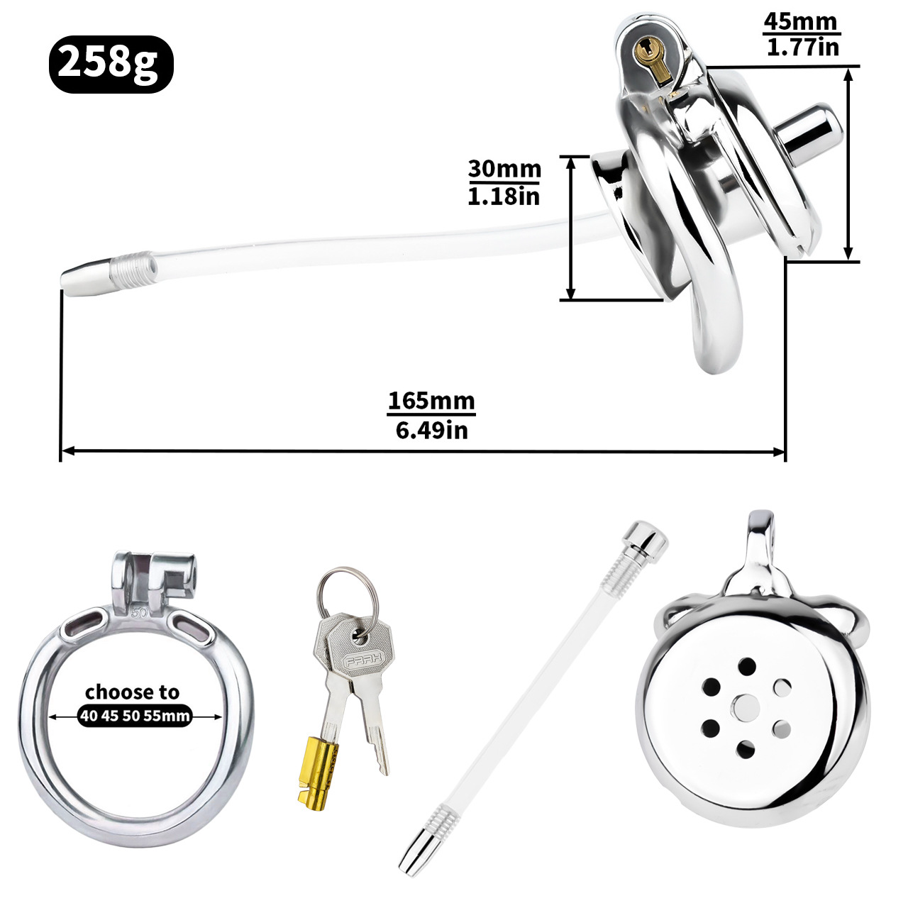 Inverted Male Chastity Cage with Flexible Catheter Tube