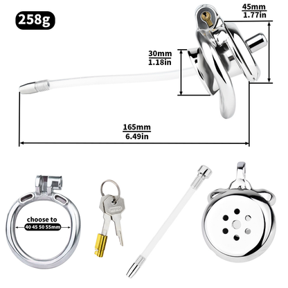 Inverted Male Chastity Cage with Flexible Catheter Tube