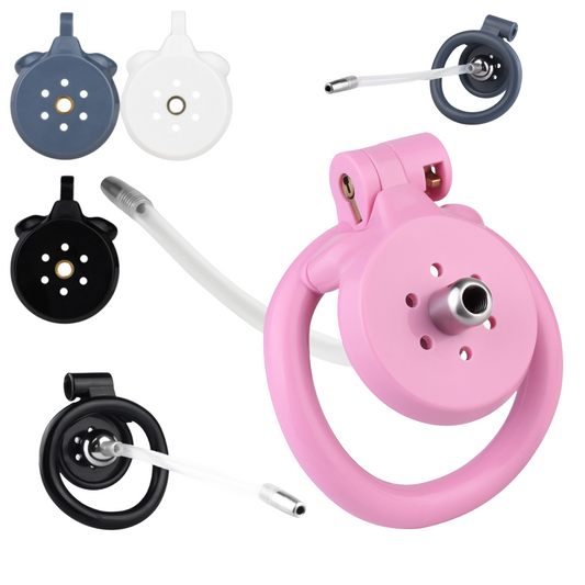 Micro Flat Inverted Chastity Cage with Removable Silicone Catheter