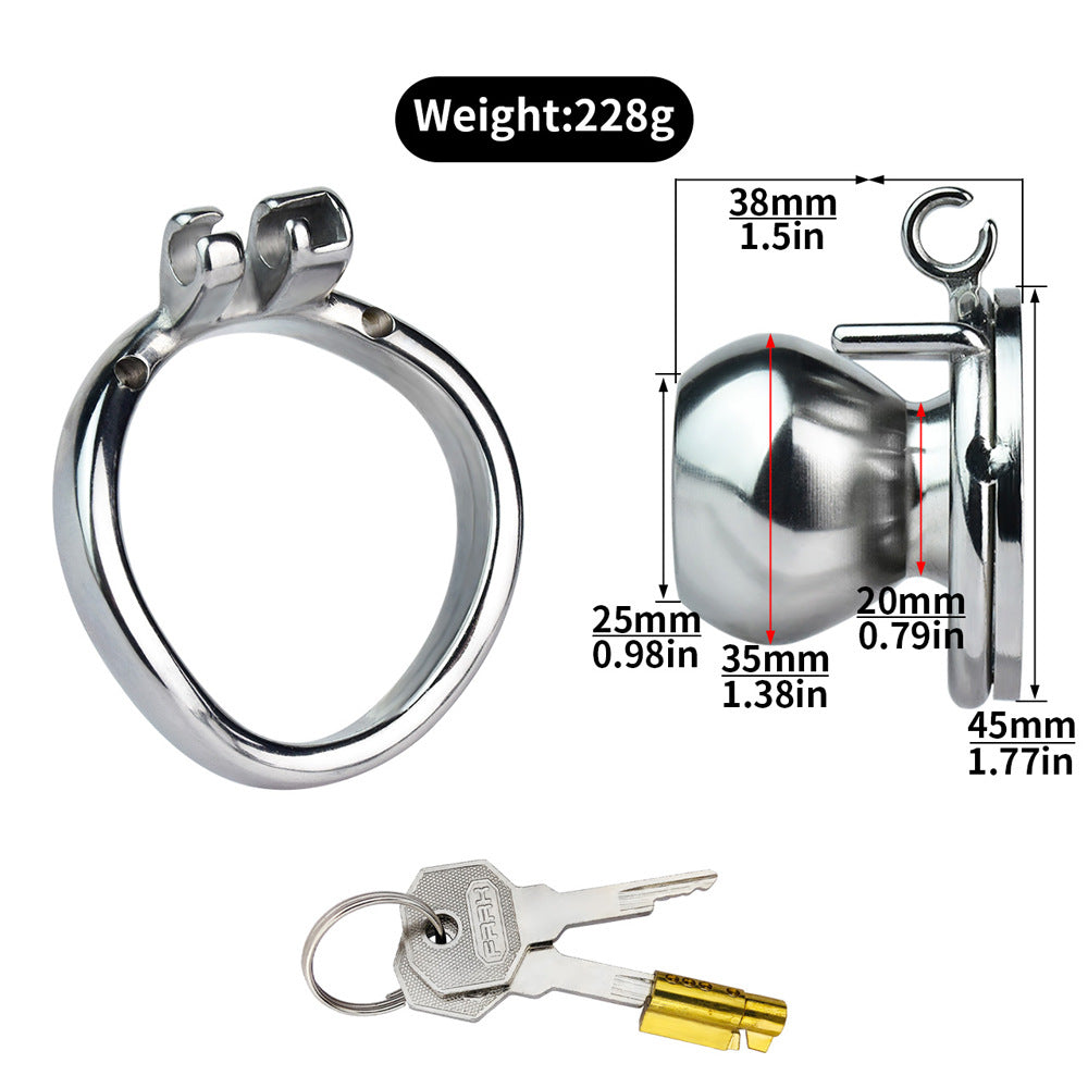 Steel Inverted Chastity Cage with Detachable Silicone Catheter