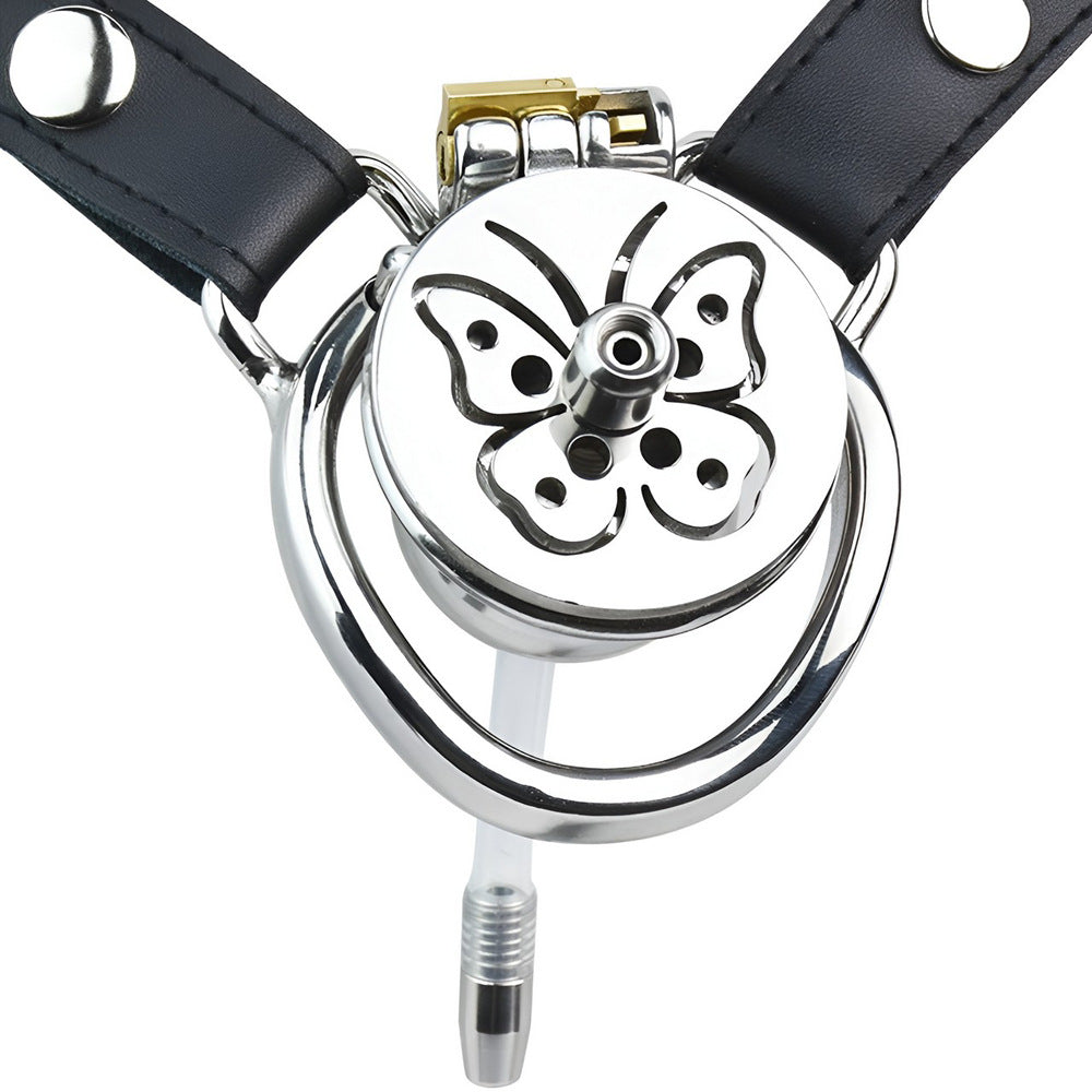 Butterfly Inverted Chastity Cage with Belt & Catheter