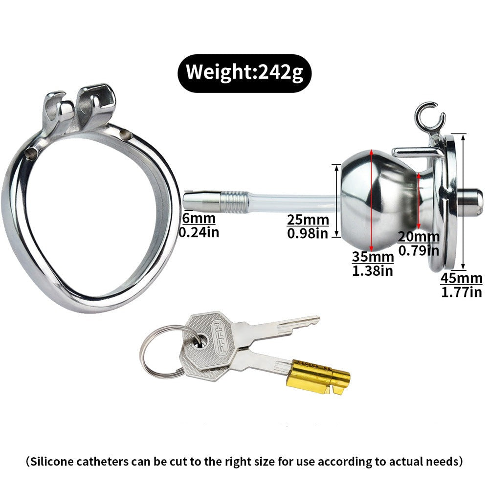 Steel Inverted Chastity Cage with Detachable Silicone Catheter