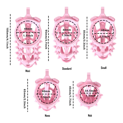 Pink Chastity Cage with Removable Silicone Spikes