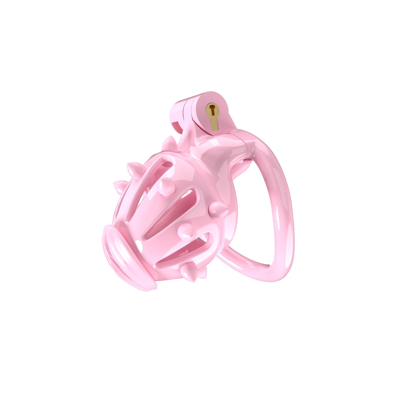 Pink Chastity Cage with Removable Silicone Spikes