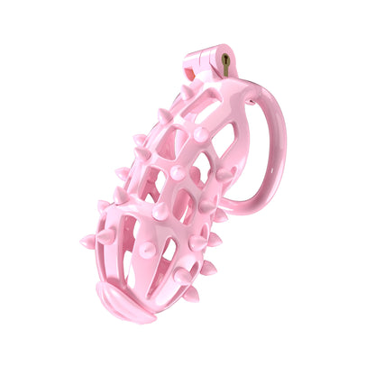 Pink Chastity Cage with Removable Silicone Spikes