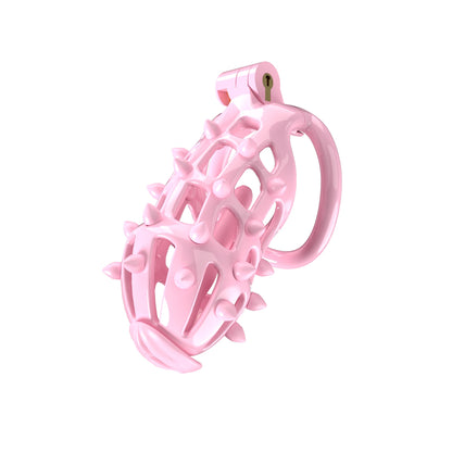 Pink Chastity Cage with Removable Silicone Spikes