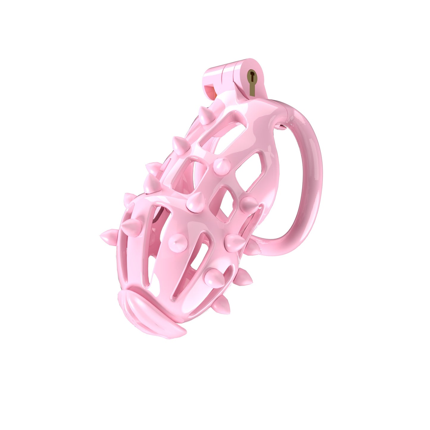 Pink Chastity Cage with Removable Silicone Spikes