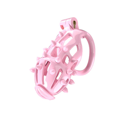 Pink Chastity Cage with Removable Silicone Spikes