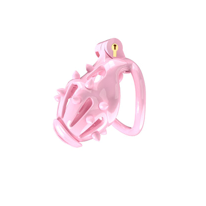 Pink Chastity Cage with Removable Silicone Spikes