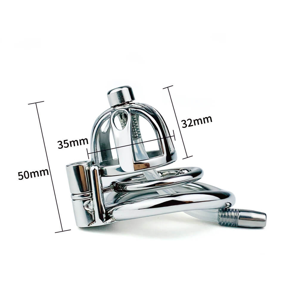 Male Stainless Steel Chastity Cage With Urethral Tube
