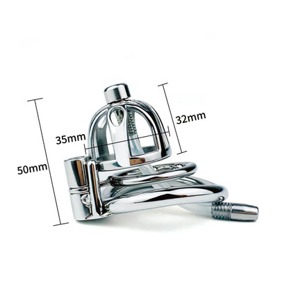 Male Stainless Steel Chastity Cage With Urethral Tube
