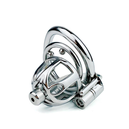 Male Stainless Steel Chastity Cage With Urethral Tube