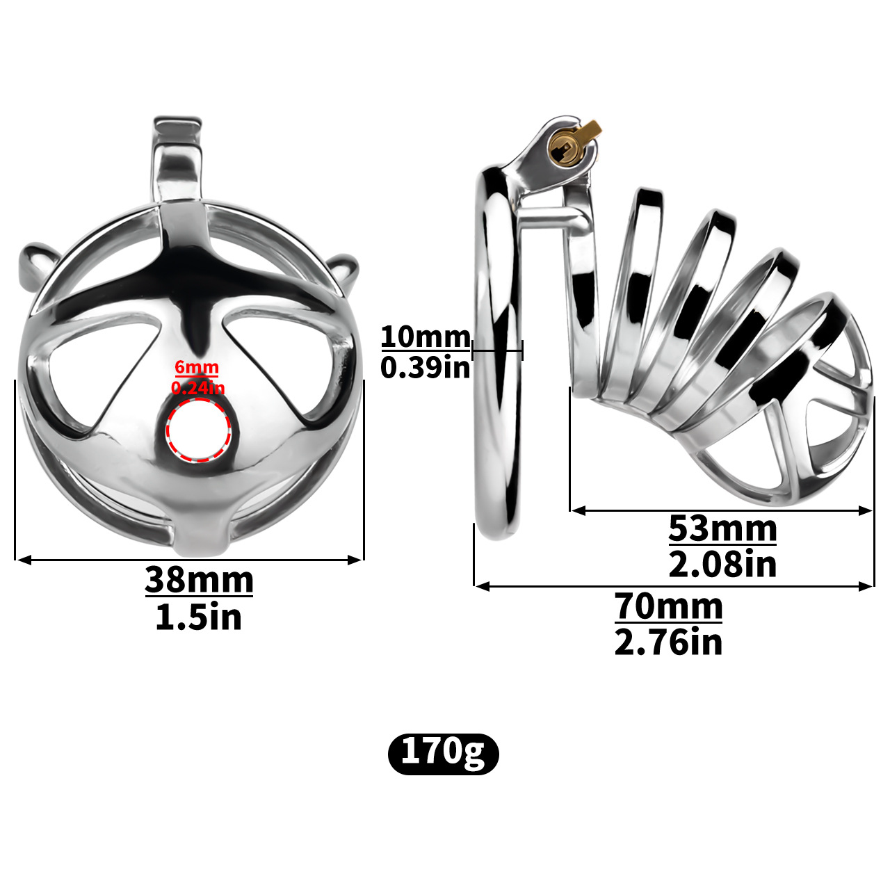 Stainless Steel Cobra Chastity Cage for Men