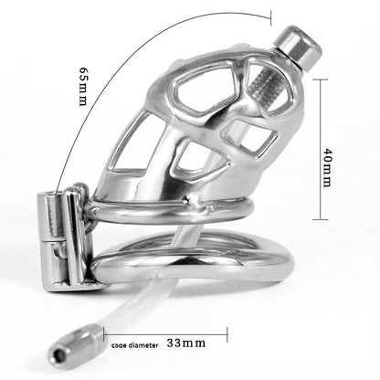 Steel Cobra Chastity Cage with Silicone Catheter - 2