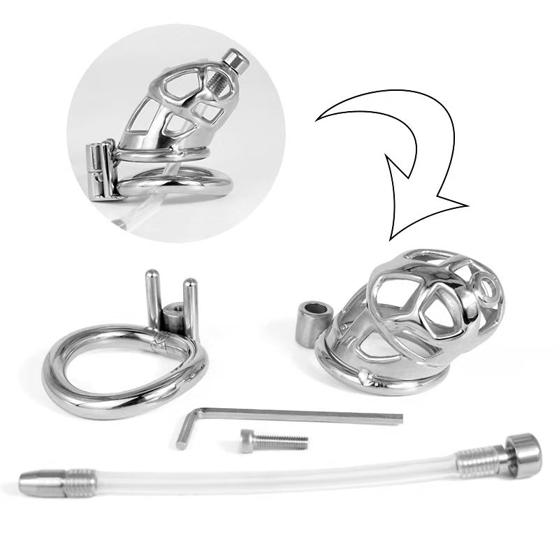 Steel Cobra Chastity Cage with Silicone Catheter -5