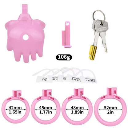 Palm Shaped Pink Chastity Cage
