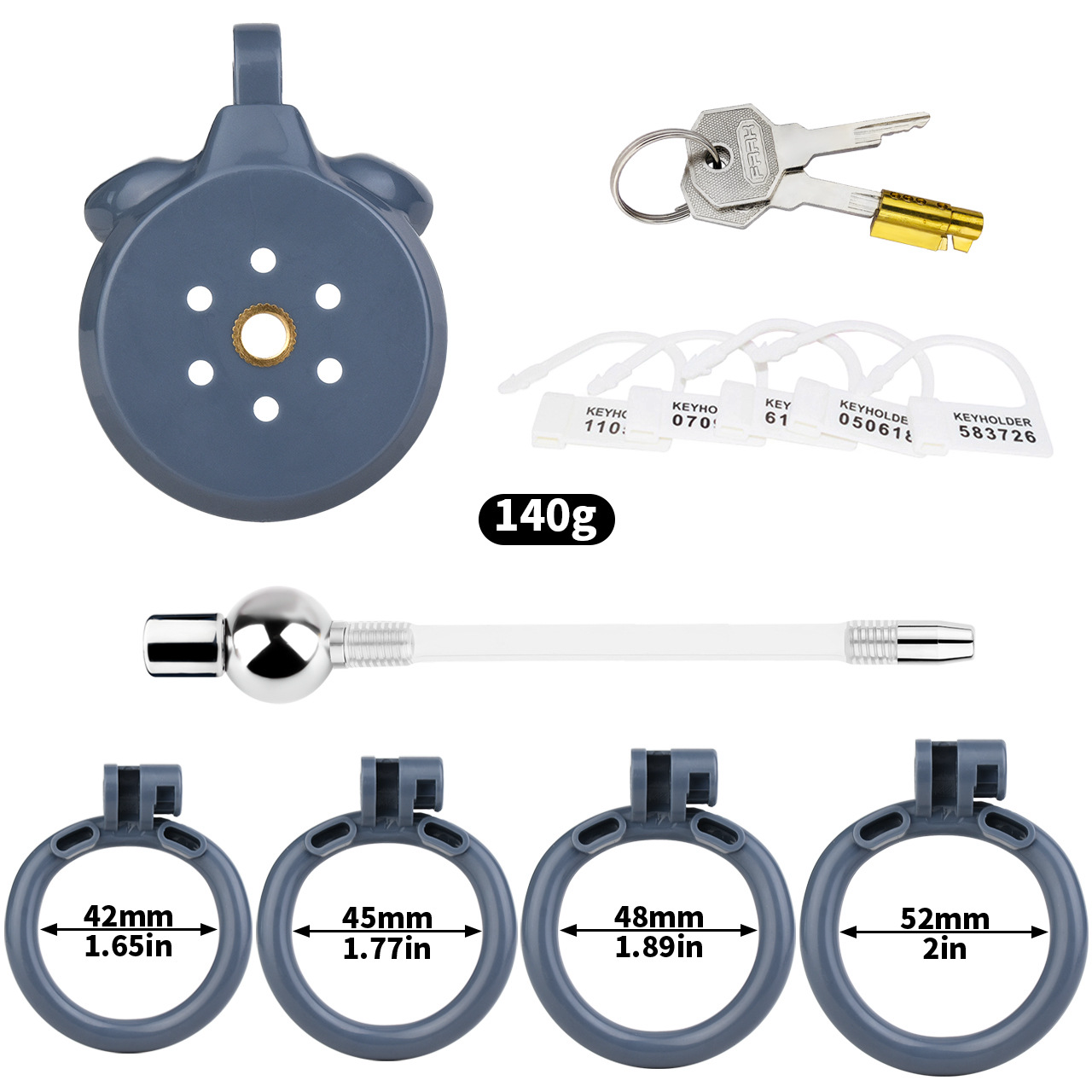 Micro Flat Inverted Chastity Cage with Removable Silicone Catheter