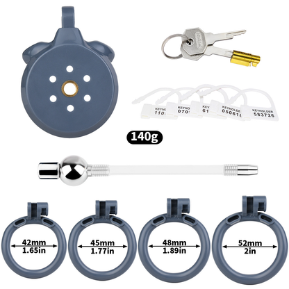 Micro Flat Inverted Chastity Cage with Removable Silicone Catheter