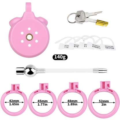 Micro Flat Inverted Chastity Cage with Removable Silicone Catheter