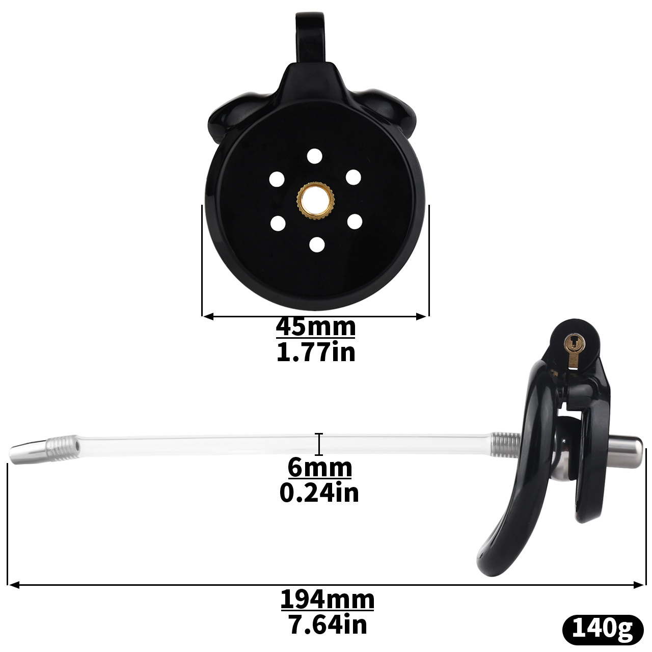 Micro Flat Inverted Chastity Cage with Removable Silicone Catheter