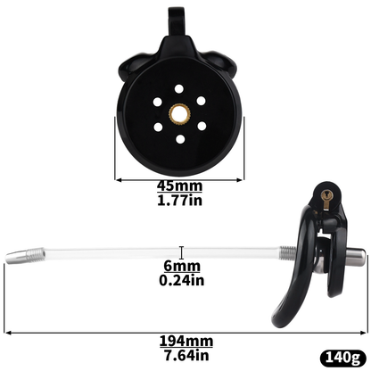 Micro Flat Inverted Chastity Cage with Removable Silicone Catheter