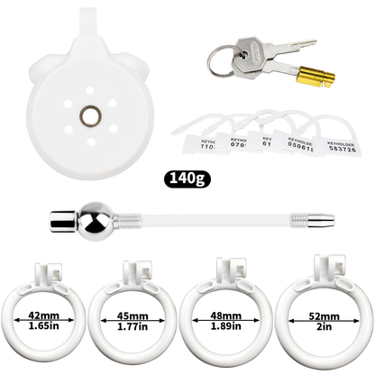 Micro Flat Inverted Chastity Cage with Removable Silicone Catheter