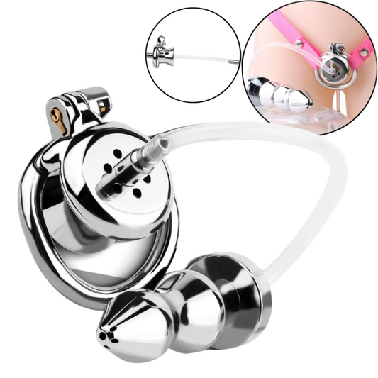 All-in-One Urethral Inverted Chastity Cage & Anal Plugging Set