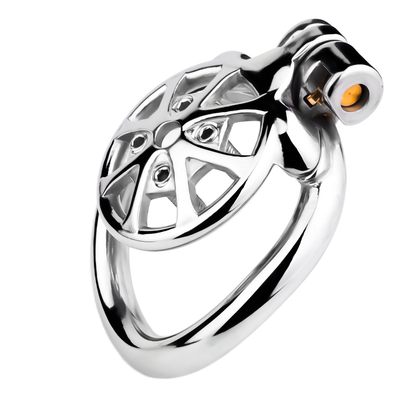 Spiked Flat Chastity Cage with Silicone or Metal Catheter