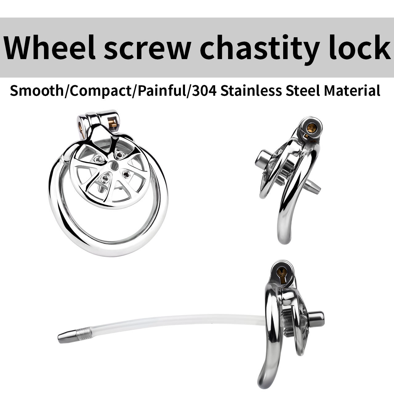 Spiked Flat Chastity Cage with Silicone or Metal Catheter