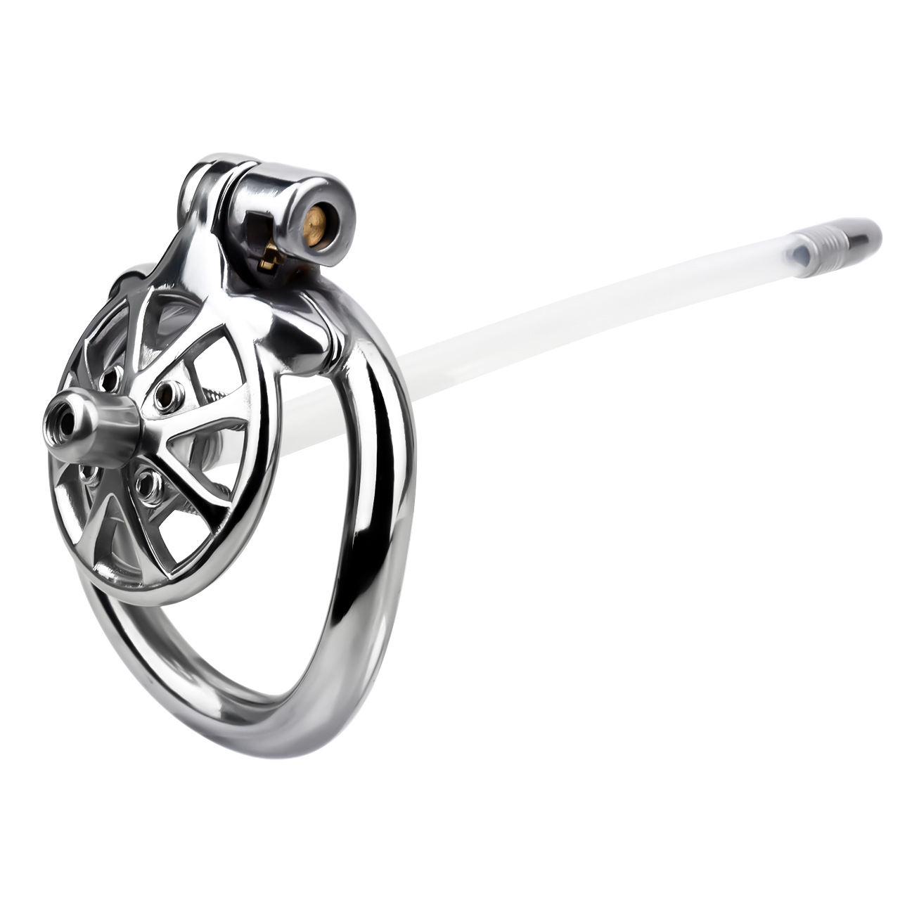 Spiked Flat Chastity Cage with Silicone or Metal Catheter