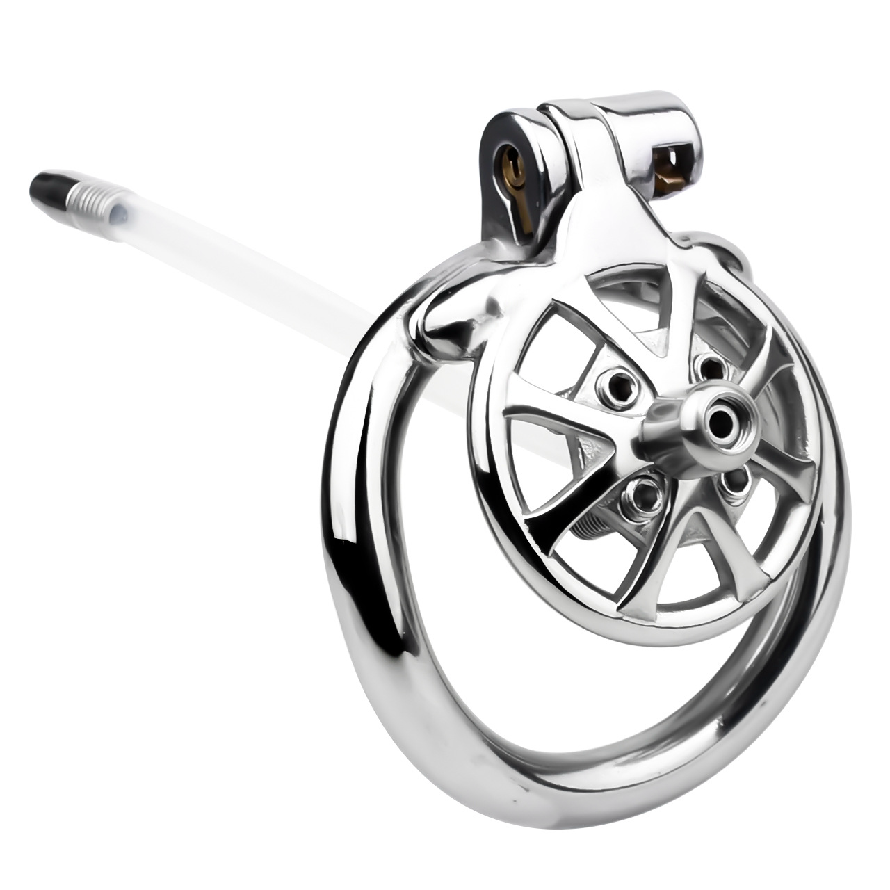 Spiked Flat Chastity Cage with Silicone or Metal Catheter