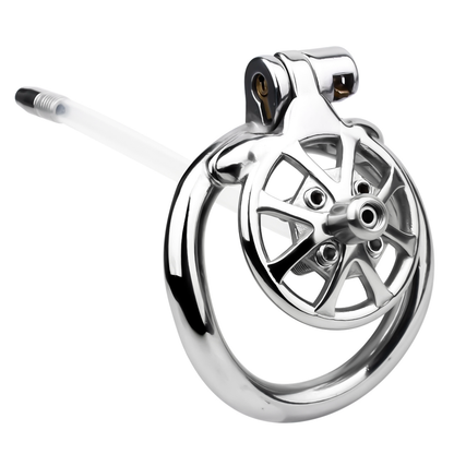 Spiked Flat Chastity Cage with Silicone or Metal Catheter