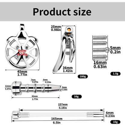 Spiked Flat Chastity Cage with Silicone or Metal Catheter