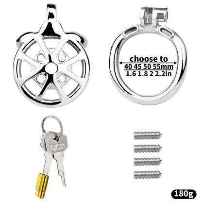 Spiked Flat Chastity Cage with Silicone or Metal Catheter