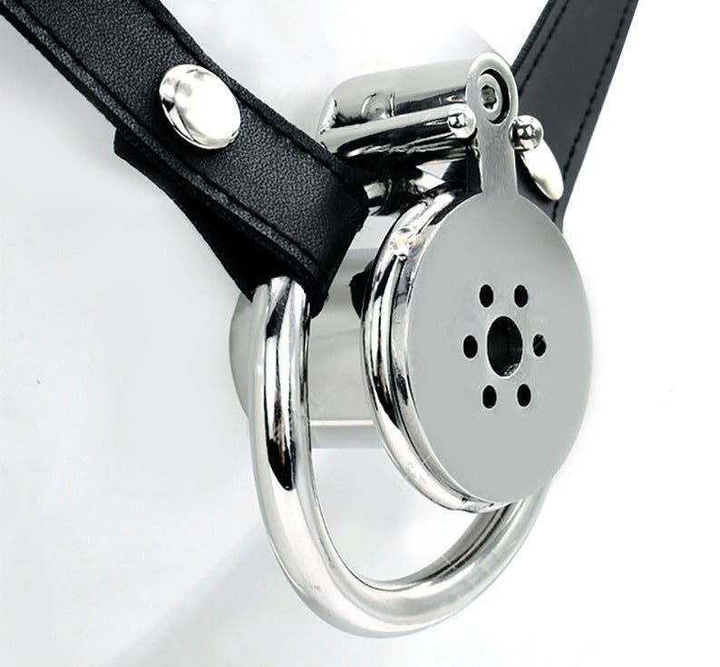Metal Inverted Male Chastity Cage with Removable Urethral Plug and Belt