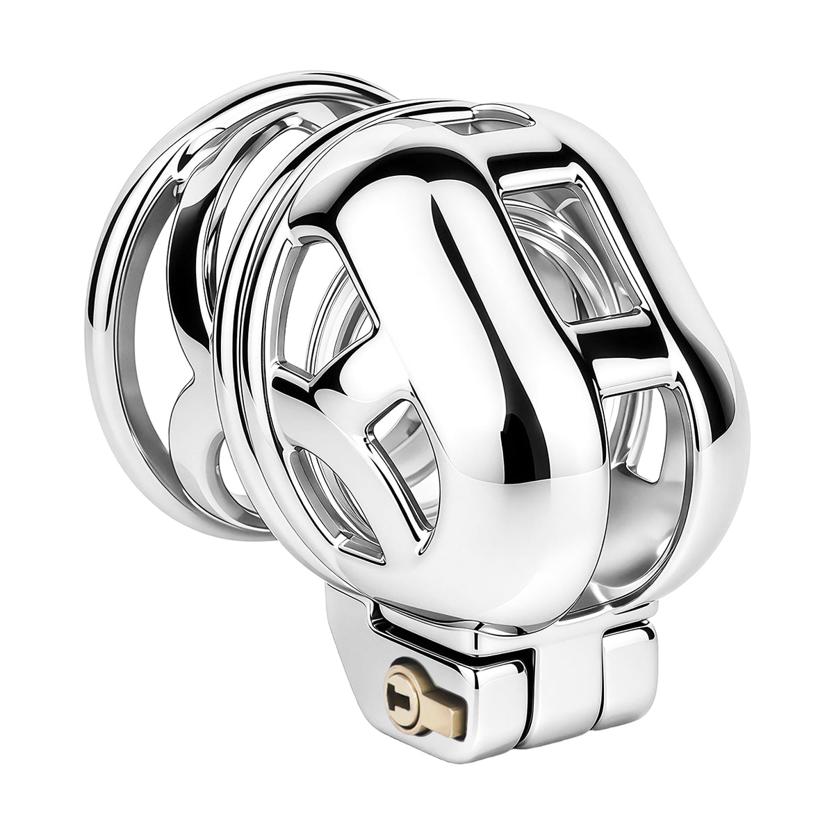 Side profile of Yaokai chastity lock showing cage length