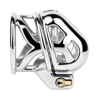 Angled view of Yaokai chastity lock hinge and lock block
